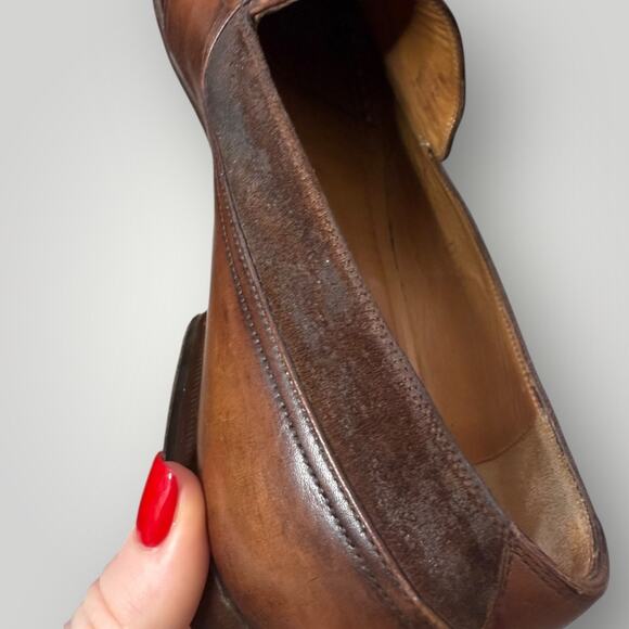 Gucci Men’s Brown Leather Loafers 9.5  Vintage Dress Shoes Classic Slip-On - Picture 6 of 13